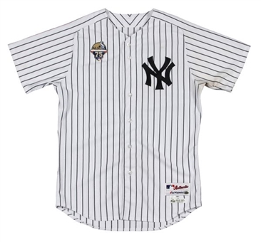 2014 David Huff Game Worn New York Yankees Home Jersey With Lou Gehrig ALS Patch (Steiner)